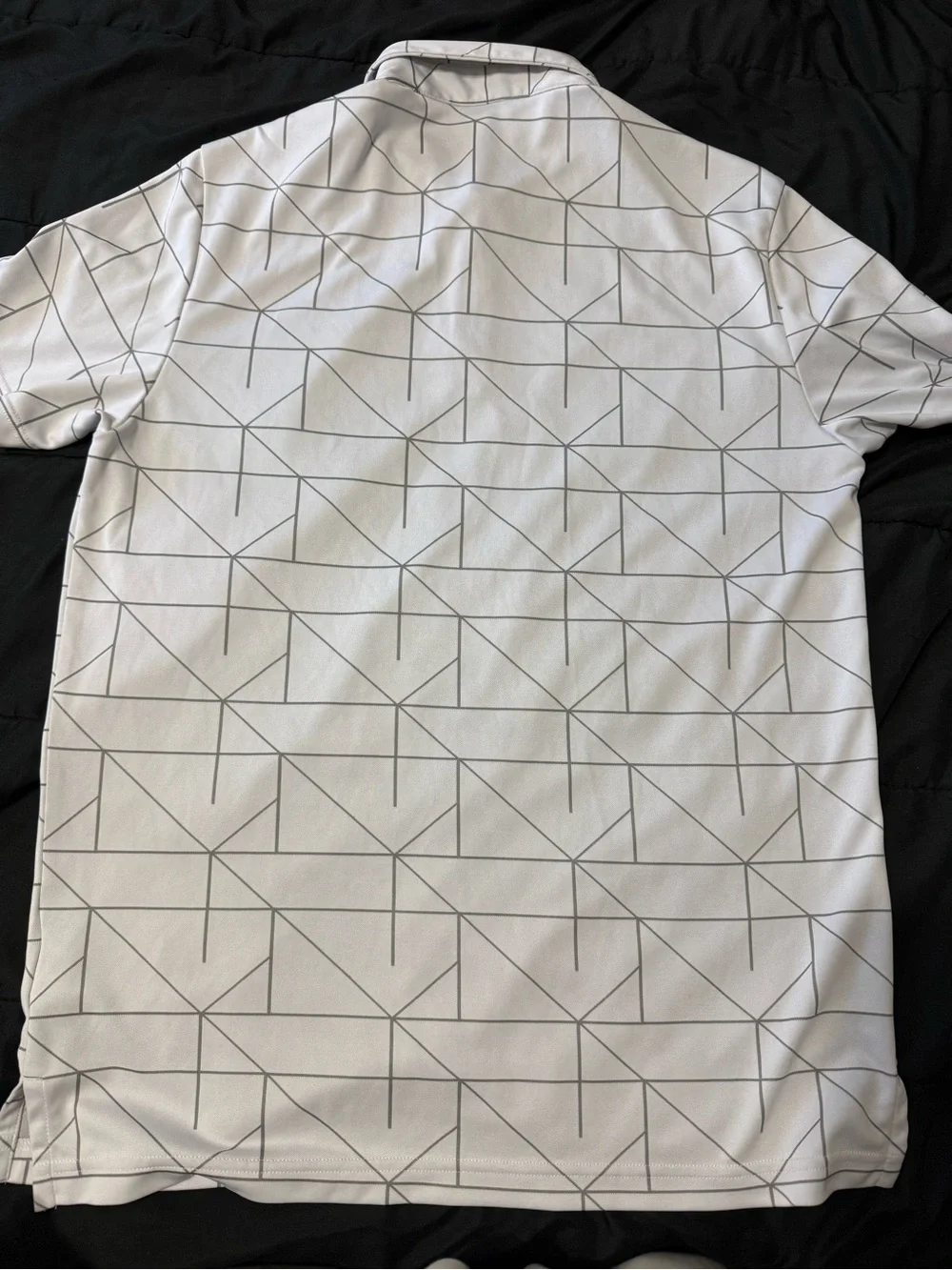 adidas Men’s White Polo with Gray Geometric Lines